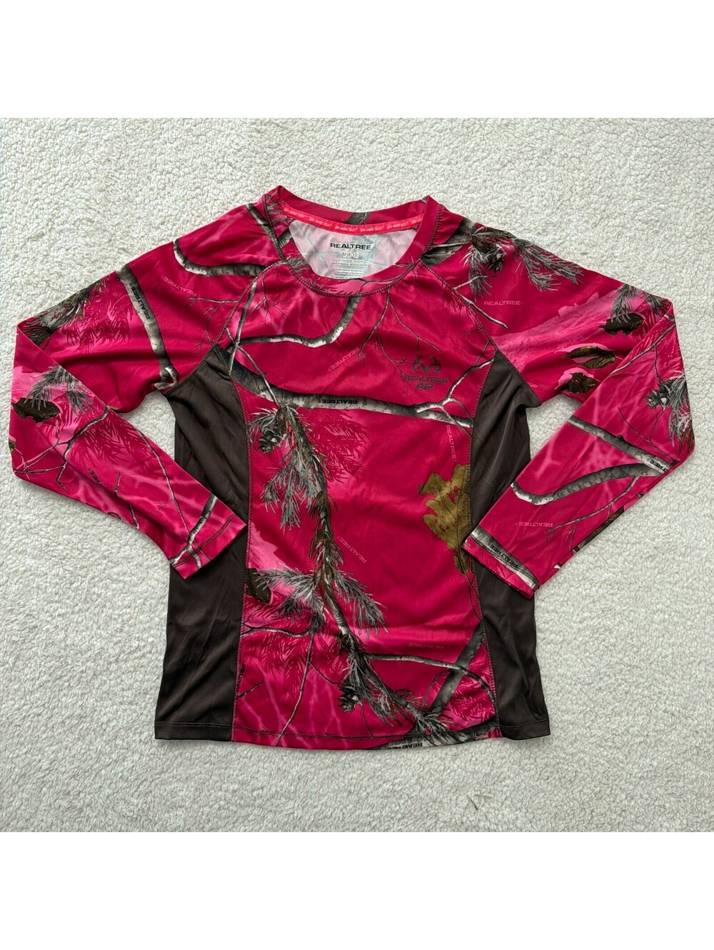 Realtree AP Pink Camo Long Sleeve Shirt Girls M 8-10 Performance Dri-More Tech